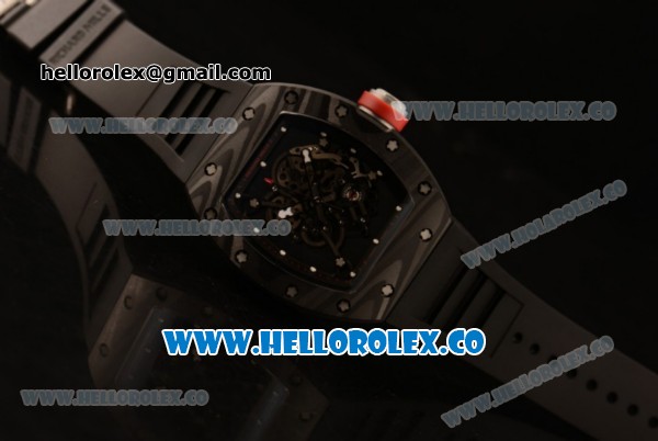 Richard Mille RM 055 Bubba Watson Miyota 9015 Automatic Carbon Fiber Case with Black Dial and Black Rubber Strap - Click Image to Close